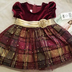 [Bonnie Jean] Girl's Velvet Holiday Dress Christmas